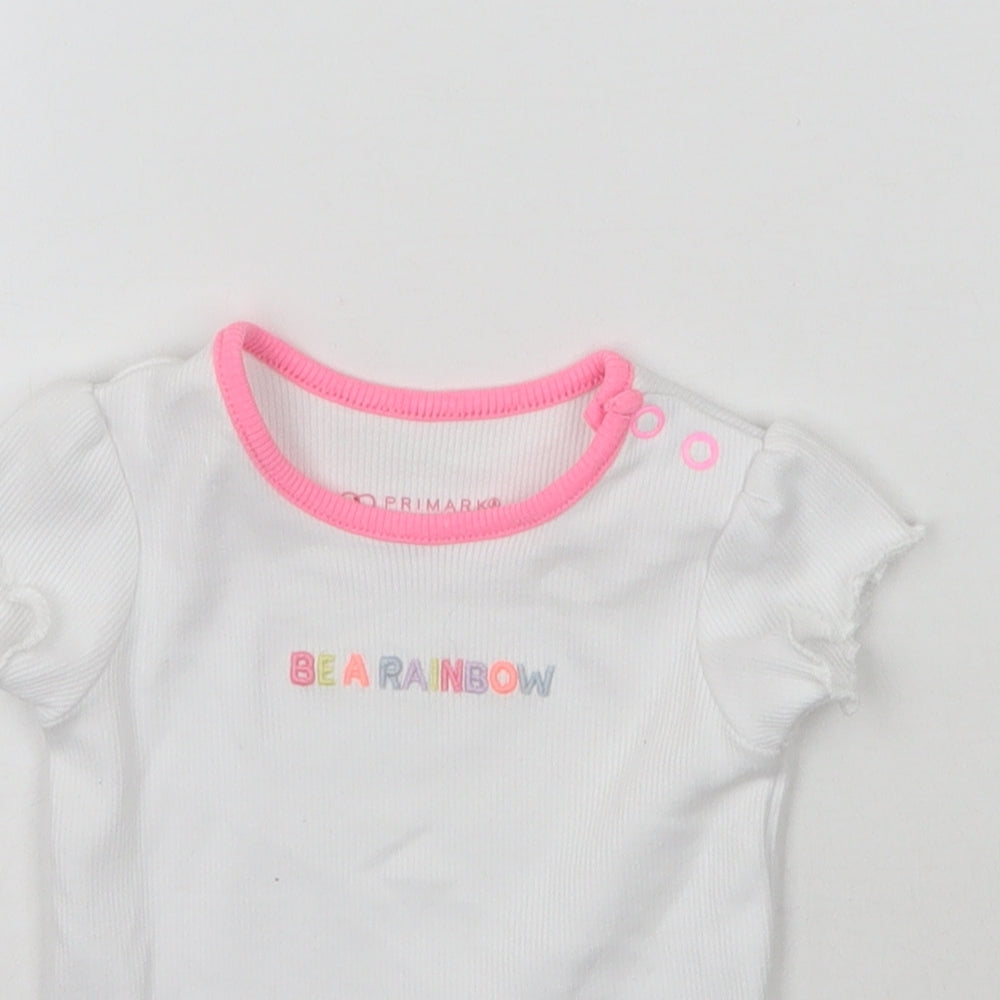 Primark Girls White   Basic T-Shirt Size 0-3 Months  - Be a rainbow