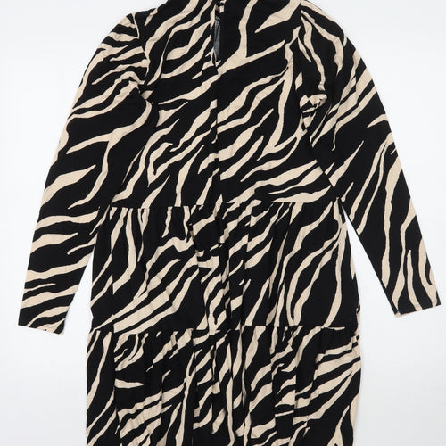 F&F Womens Black Animal Print  A-Line  Size 12