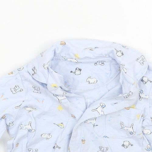 Nutmeg Baby Blue Geometric  Basic Button-Up Size 9-12 Months