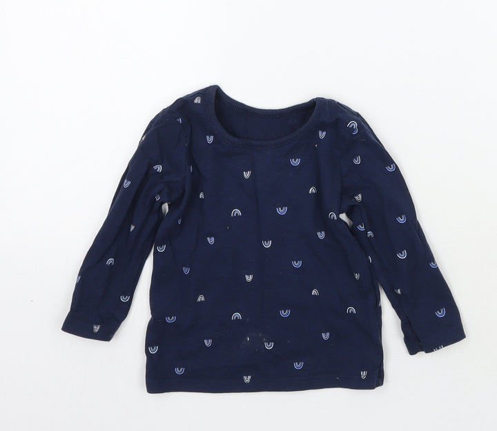 George Girls Blue Geometric  Basic T-Shirt Size 9-12 Months