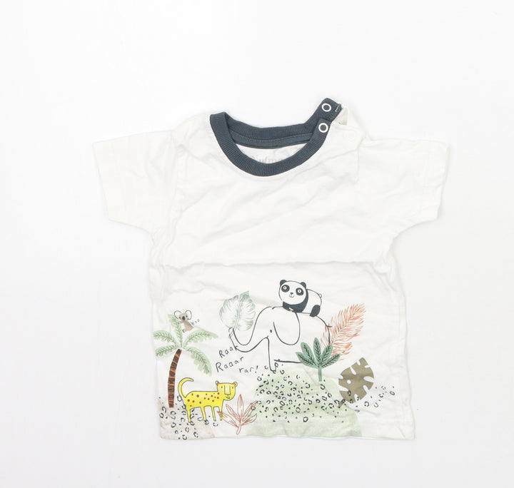 Nutmeg Baby White Animal Print Basic T-Shirt Size 9-12 Months