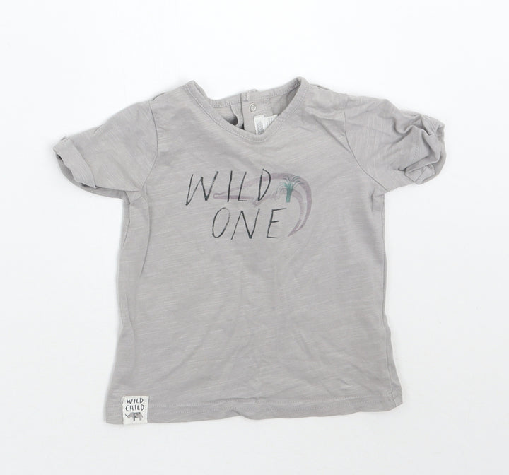 Mammas & Pappas Baby Grey Basic T-Shirt Size 9-12 Months