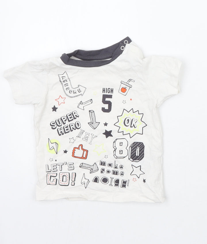 Nutmeg Baby White Geometric  Basic T-Shirt Size 9-12 Months