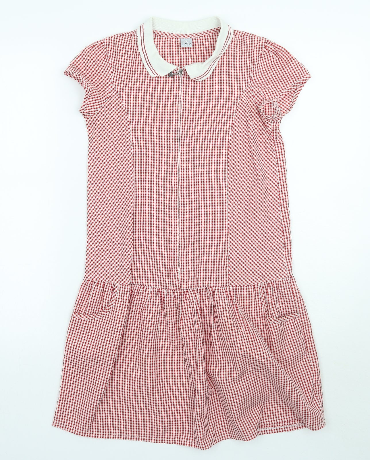 TU Girls Red Check  A-Line  Size 10 Years