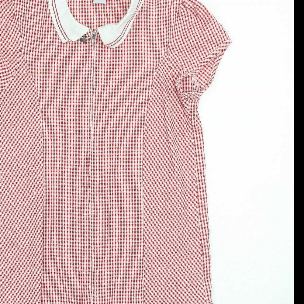 TU Girls Red Check  A-Line  Size 10 Years
