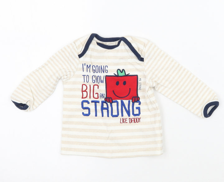 George Baby White Striped Basic T-Shirt Size 3-6 Months