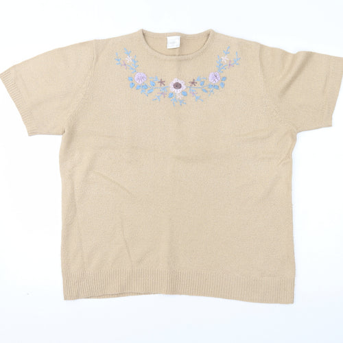 Classics Womens Beige   Basic T-Shirt Size 14