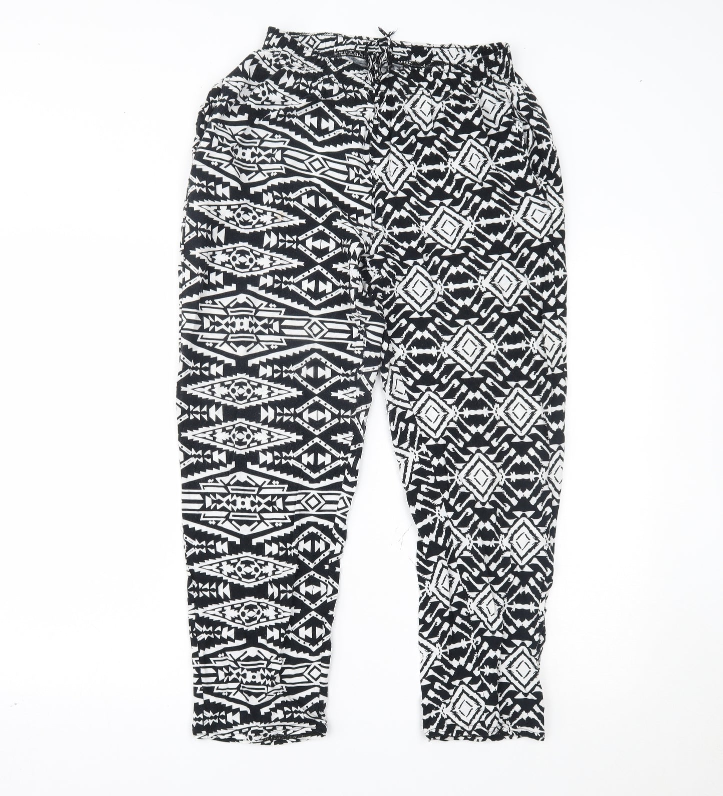 Preworn Womens Black Geometric  Trousers  Size L L24 in