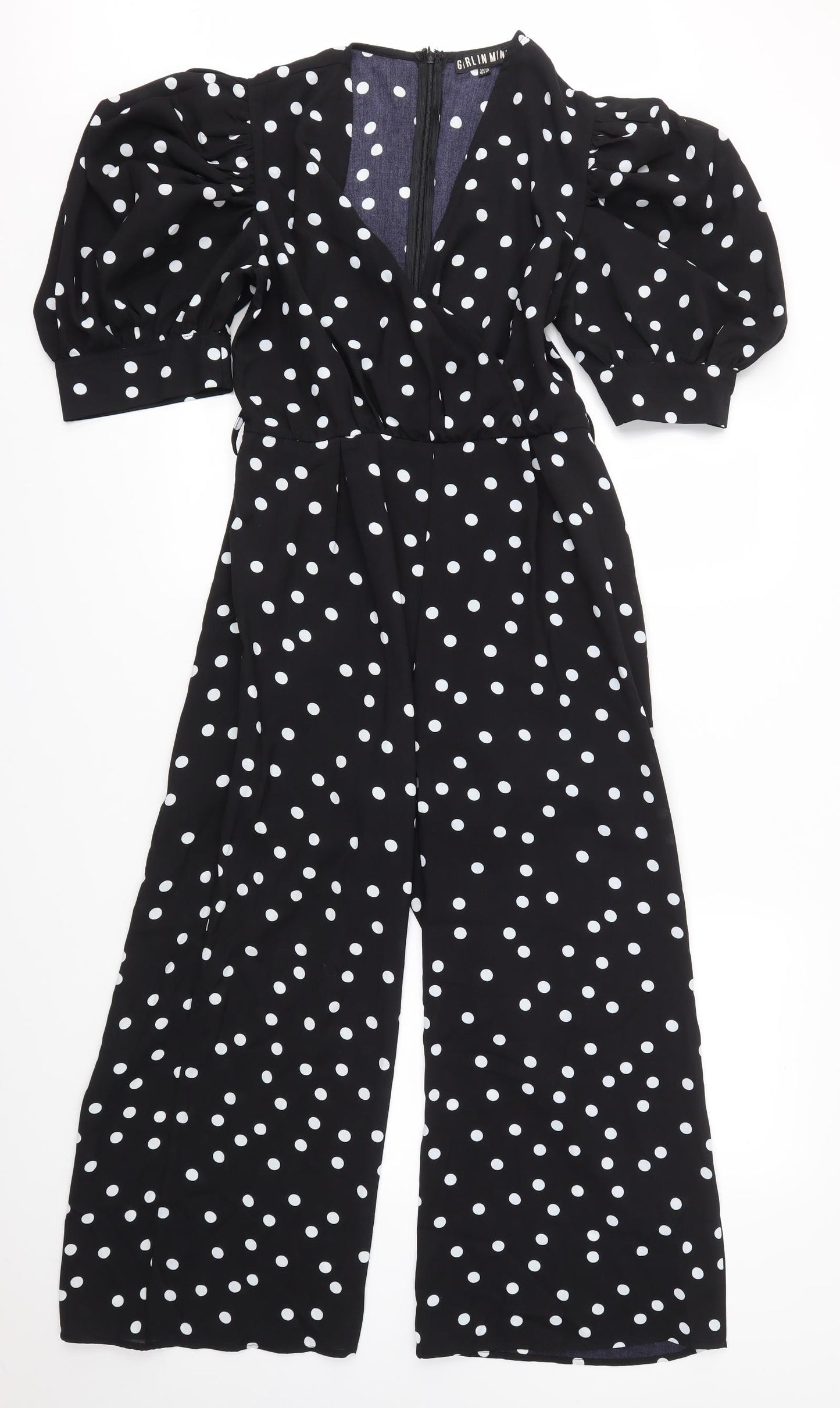 GIRL IN MIND Womens Black Polka Dot  Jumpsuit One-Piece Size 10