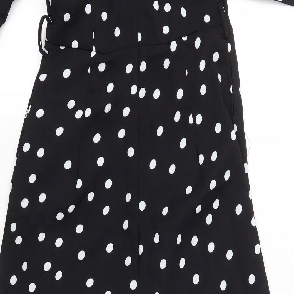 GIRL IN MIND Womens Black Polka Dot  Jumpsuit One-Piece Size 10