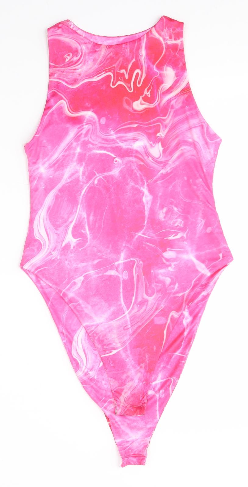 Boohoo Womens Pink   Bodysuit One-Piece Size 10