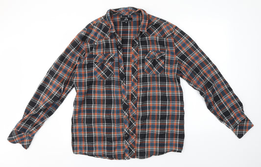 Front view of Zak men’s multicoloured check button-up, size XL