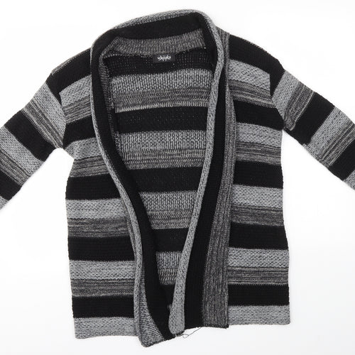 Whisper Womens Grey Striped  Cardigan Jumper Size S