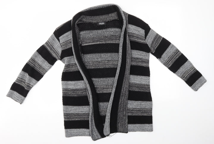 Whisper Womens Grey Striped Cardigan Jumper Size S