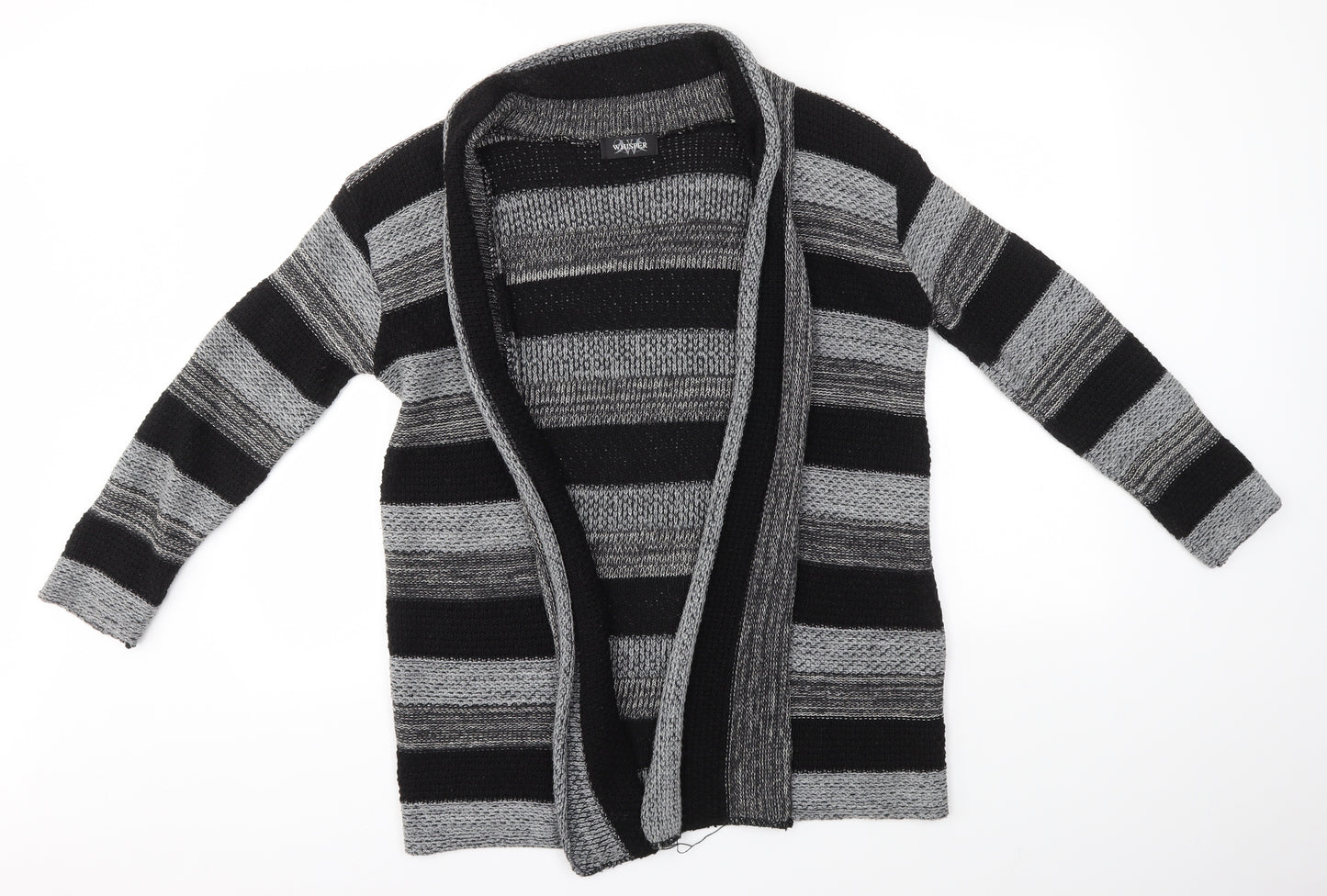 Whisper Womens Grey Striped  Cardigan Jumper Size S