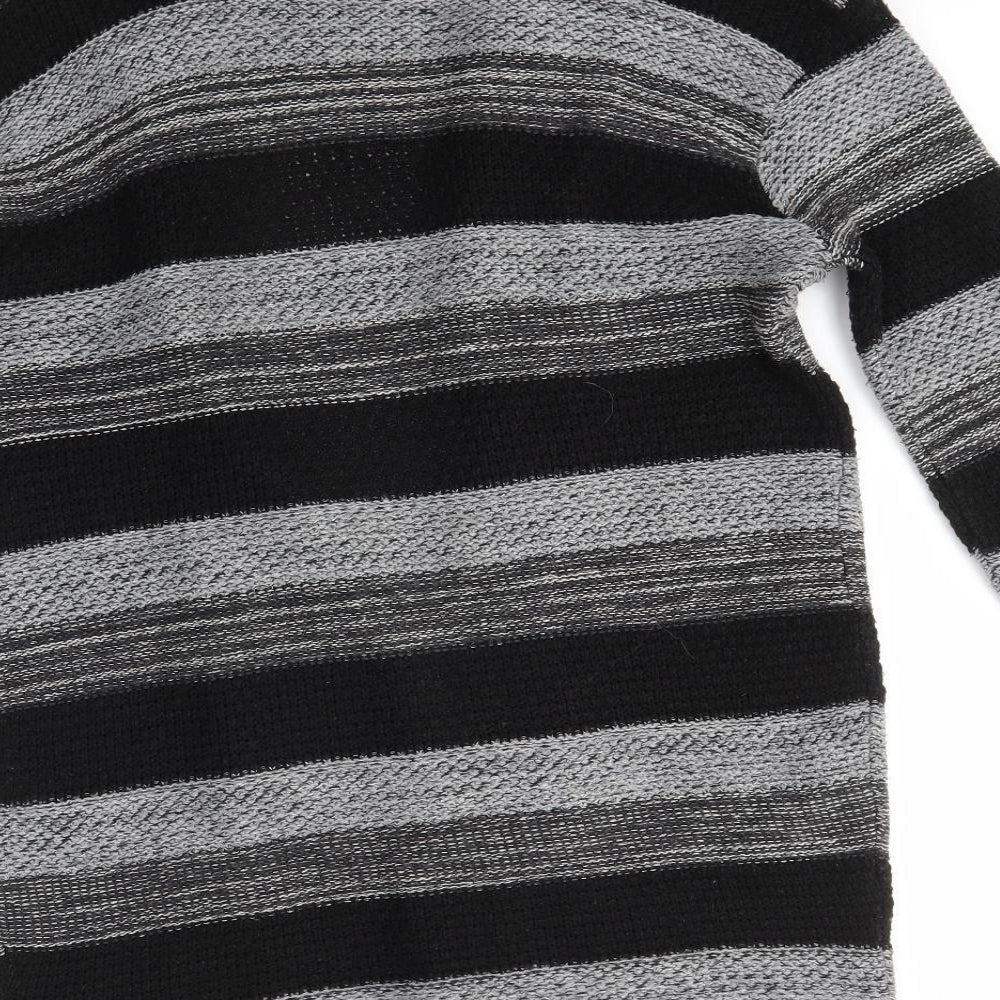 Whisper Womens Grey Striped  Cardigan Jumper Size S