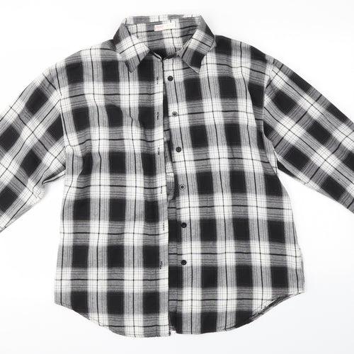 ROMWE Mens Black Check   Button-Up Size S