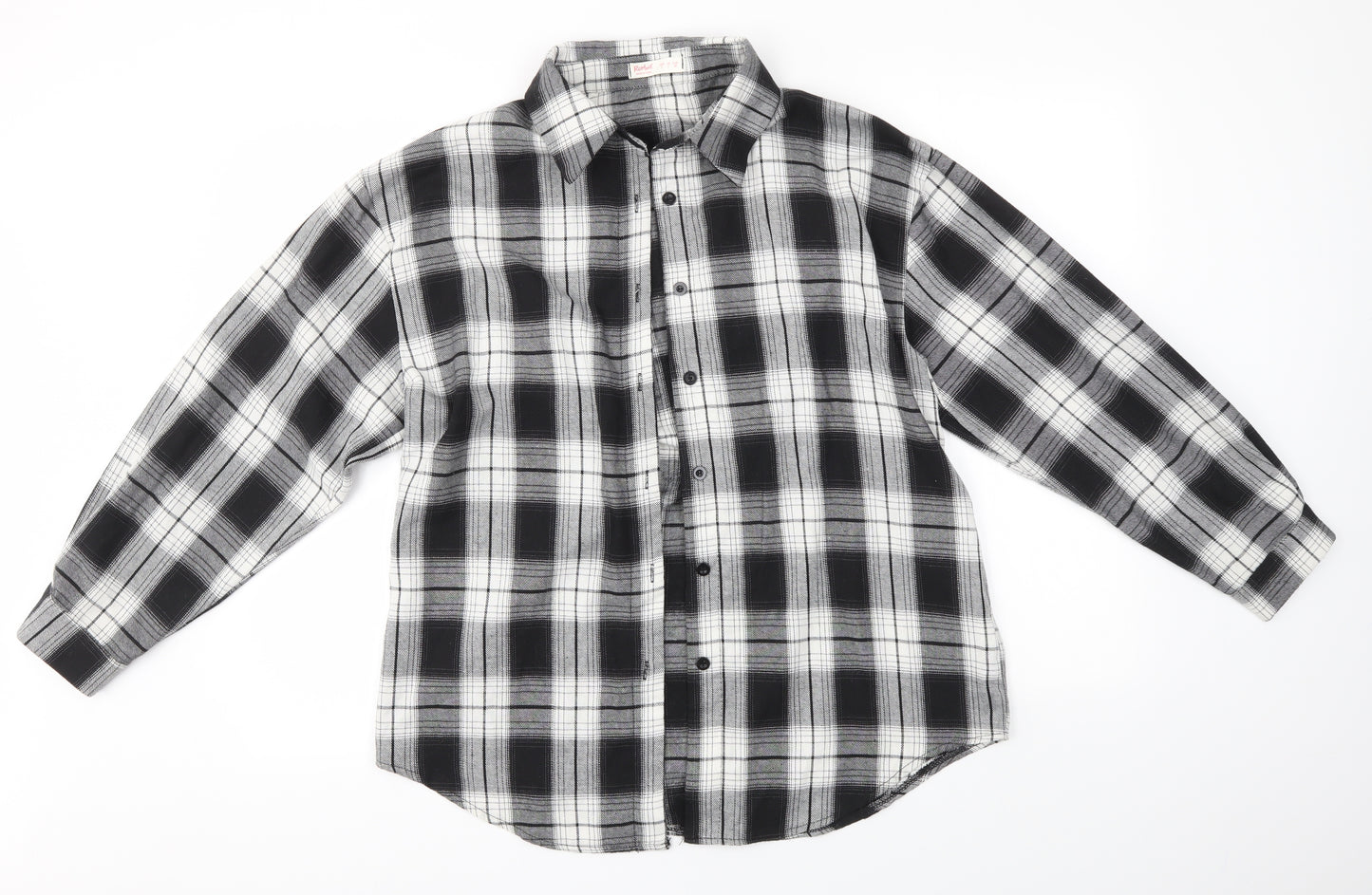 ROMWE Mens Black Check   Button-Up Size S