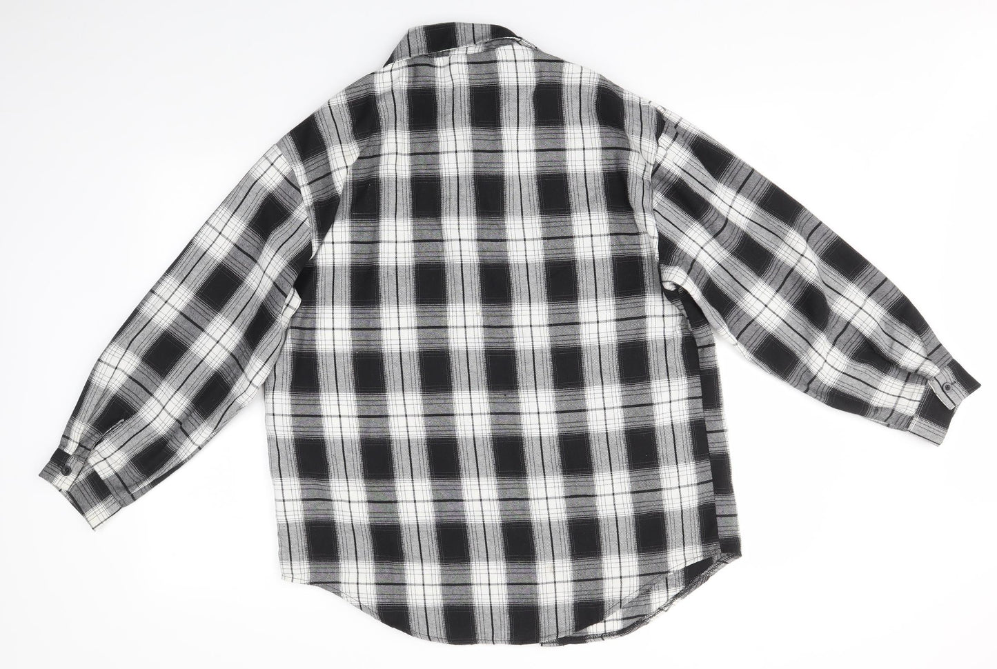ROMWE Mens Black Check   Button-Up Size S