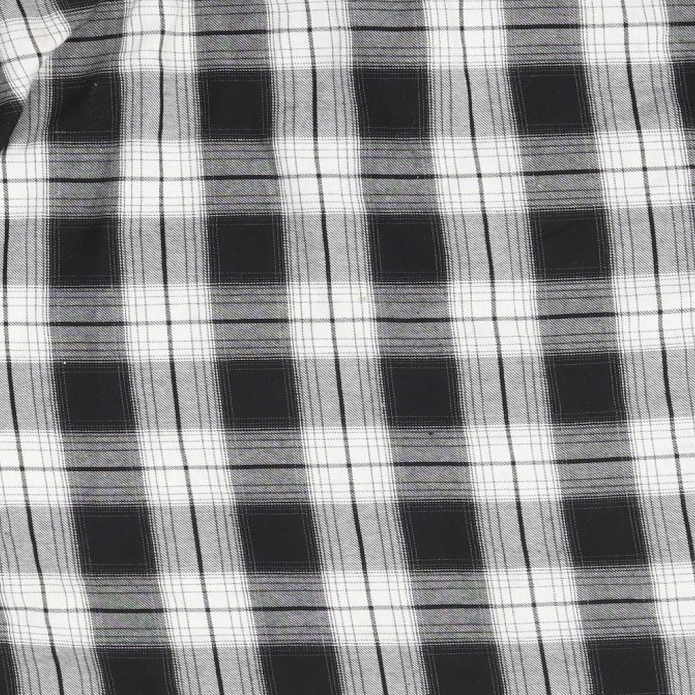 ROMWE Mens Black Check   Button-Up Size S