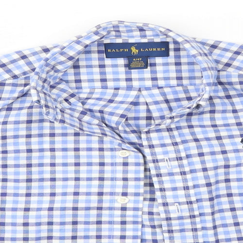 Ralph Lauren  Boys Blue Check  Basic Button-Up Size 4 Years