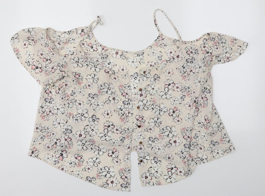 Front view of Primark women’s multicoloured floral basic button-up, size UK 20