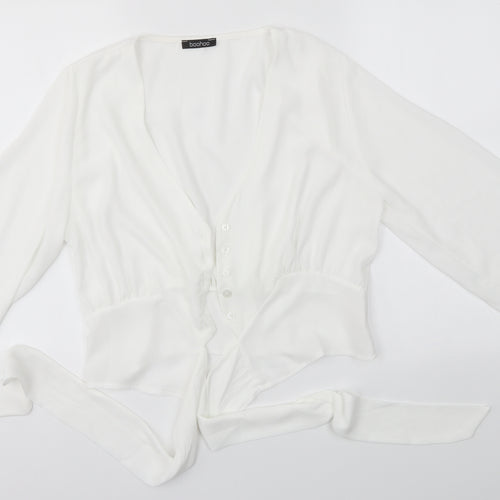 Boohoo Womens White   Basic Button-Up Size 16