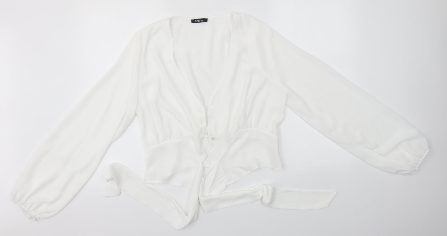 Boohoo Womens White   Basic Button-Up Size 16