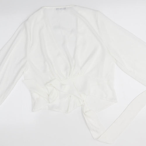 Boohoo Womens White   Basic Button-Up Size 16