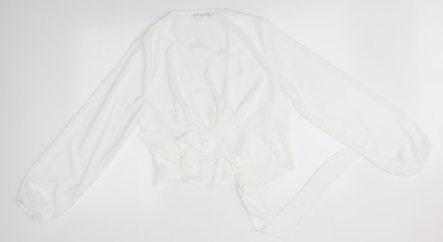 Boohoo Womens White   Basic Button-Up Size 16