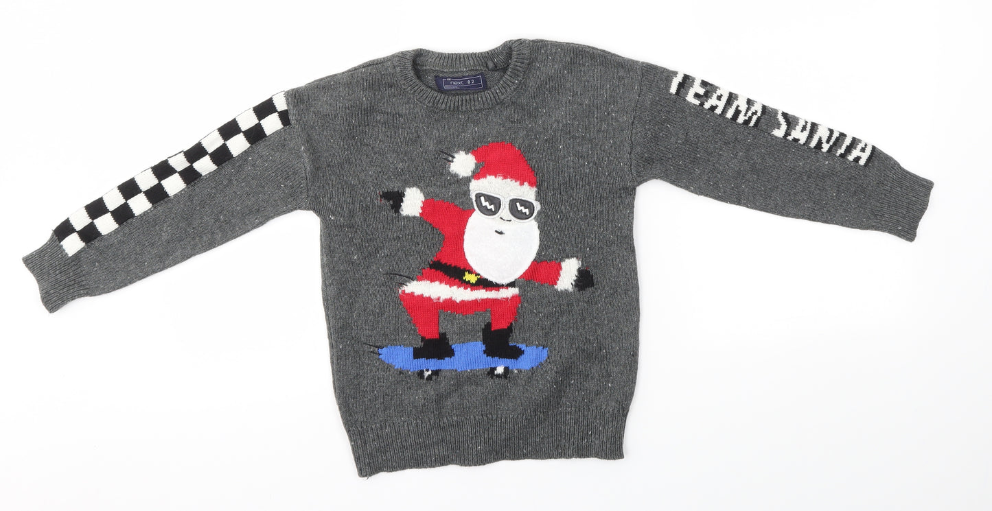 NEXT Boys Grey   Pullover Jumper Size 6 Years  - festive christmas