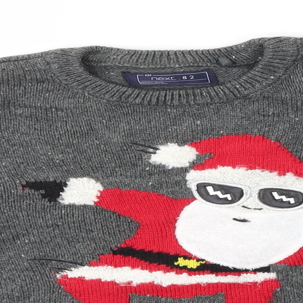 NEXT Boys Grey   Pullover Jumper Size 6 Years  - festive christmas