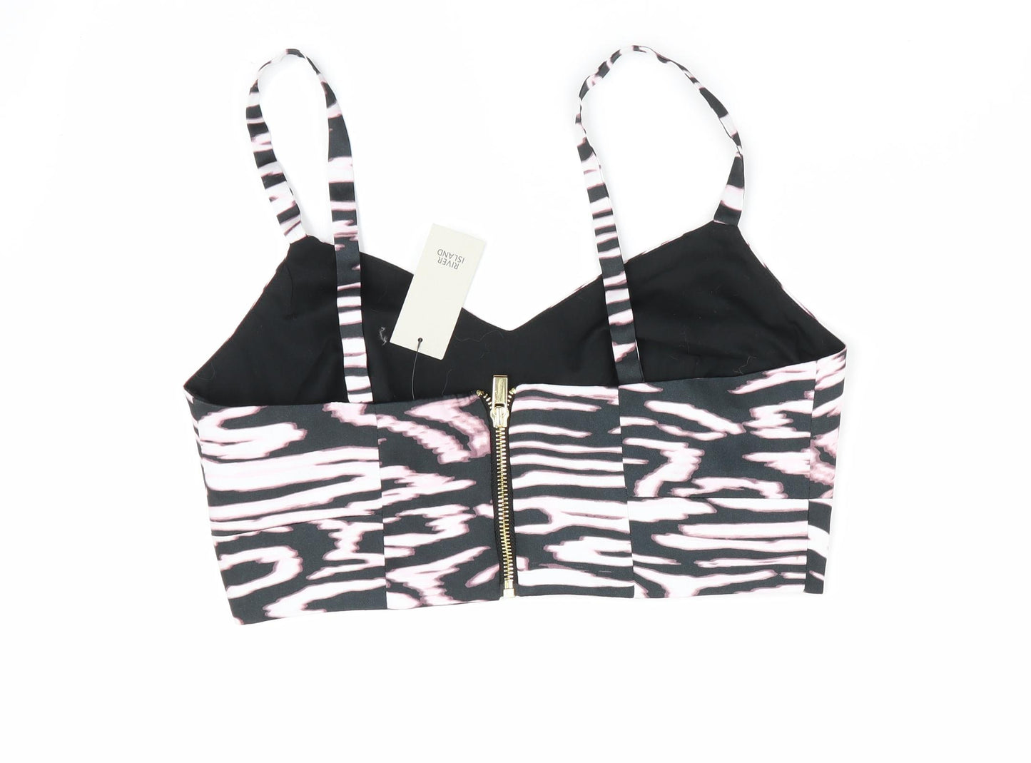 River Island Womens Black Animal Print  Cropped Tank Size 10