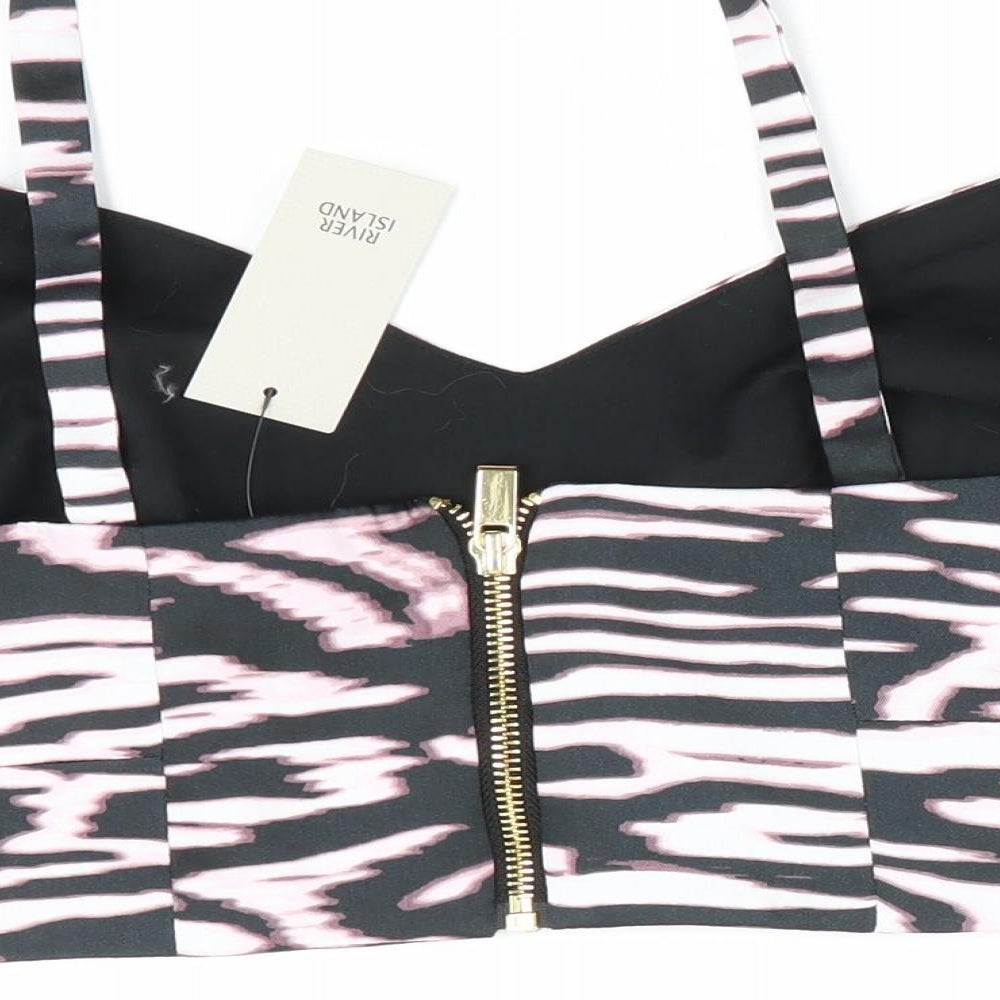 River Island Womens Black Animal Print  Cropped Tank Size 10