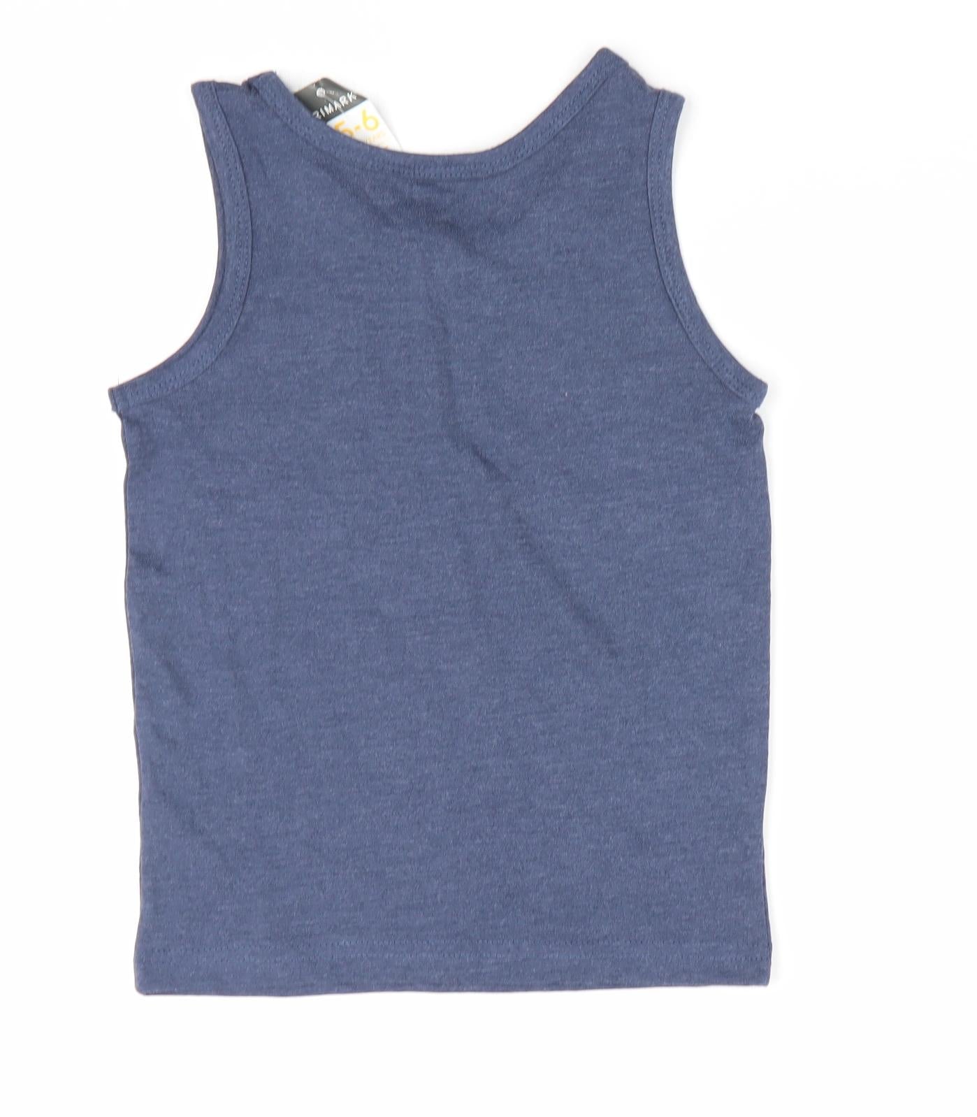 Primark Boys Blue   Basic Tank Size 5-6 Years  - Santa Cruz Co
