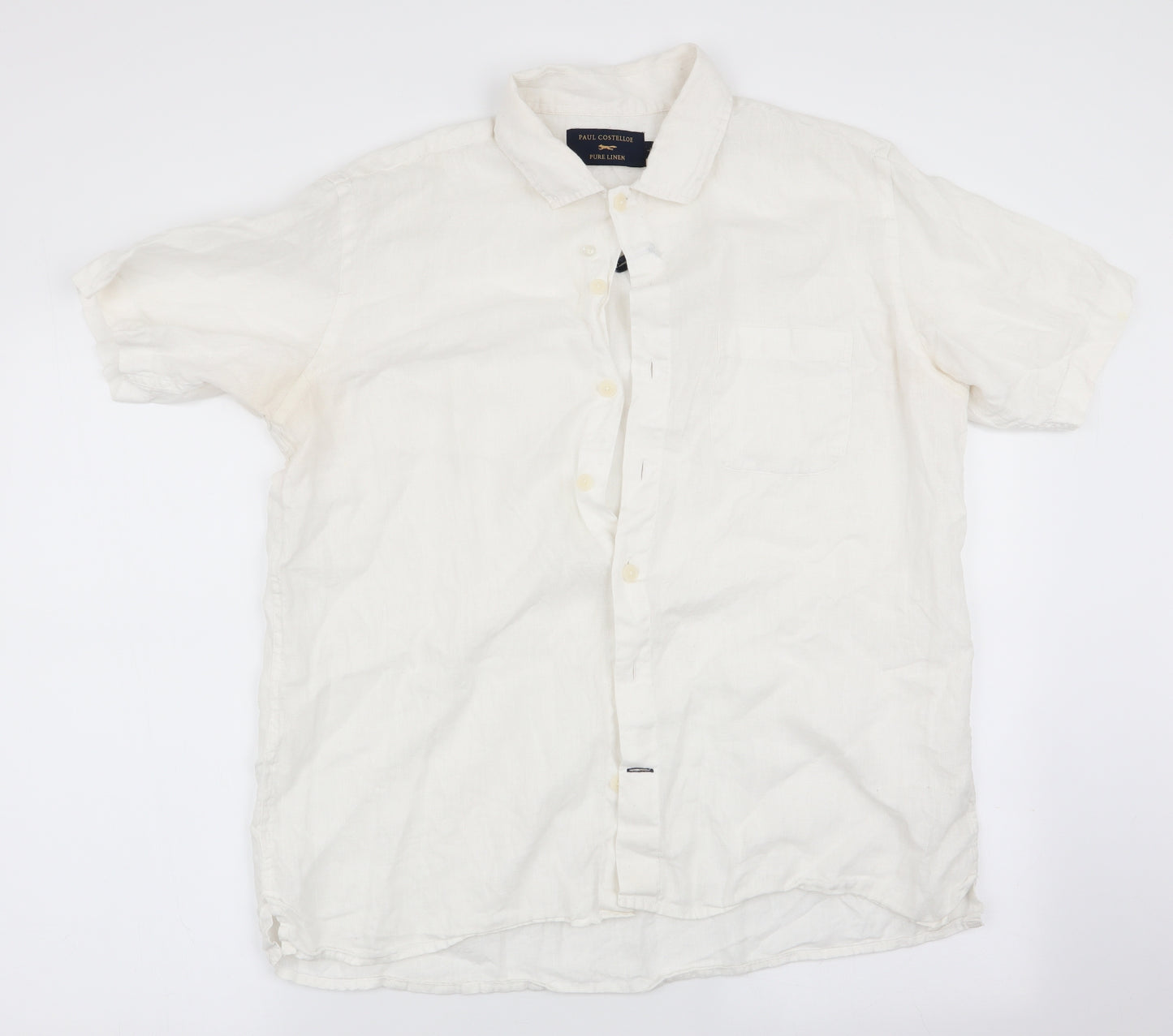 Paul Costelloe Mens Ivory    Button-Up Size L  - Linen Shirt