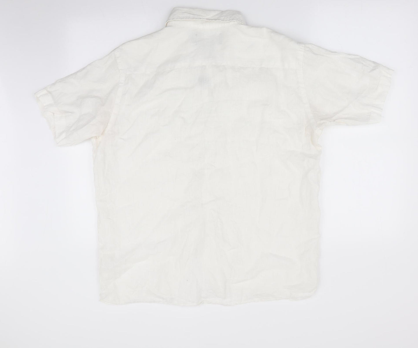 Paul Costelloe Mens Ivory    Button-Up Size L  - Linen Shirt