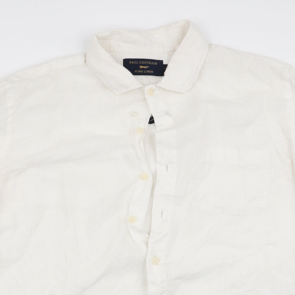 Paul Costelloe Mens Ivory    Button-Up Size L  - Linen Shirt