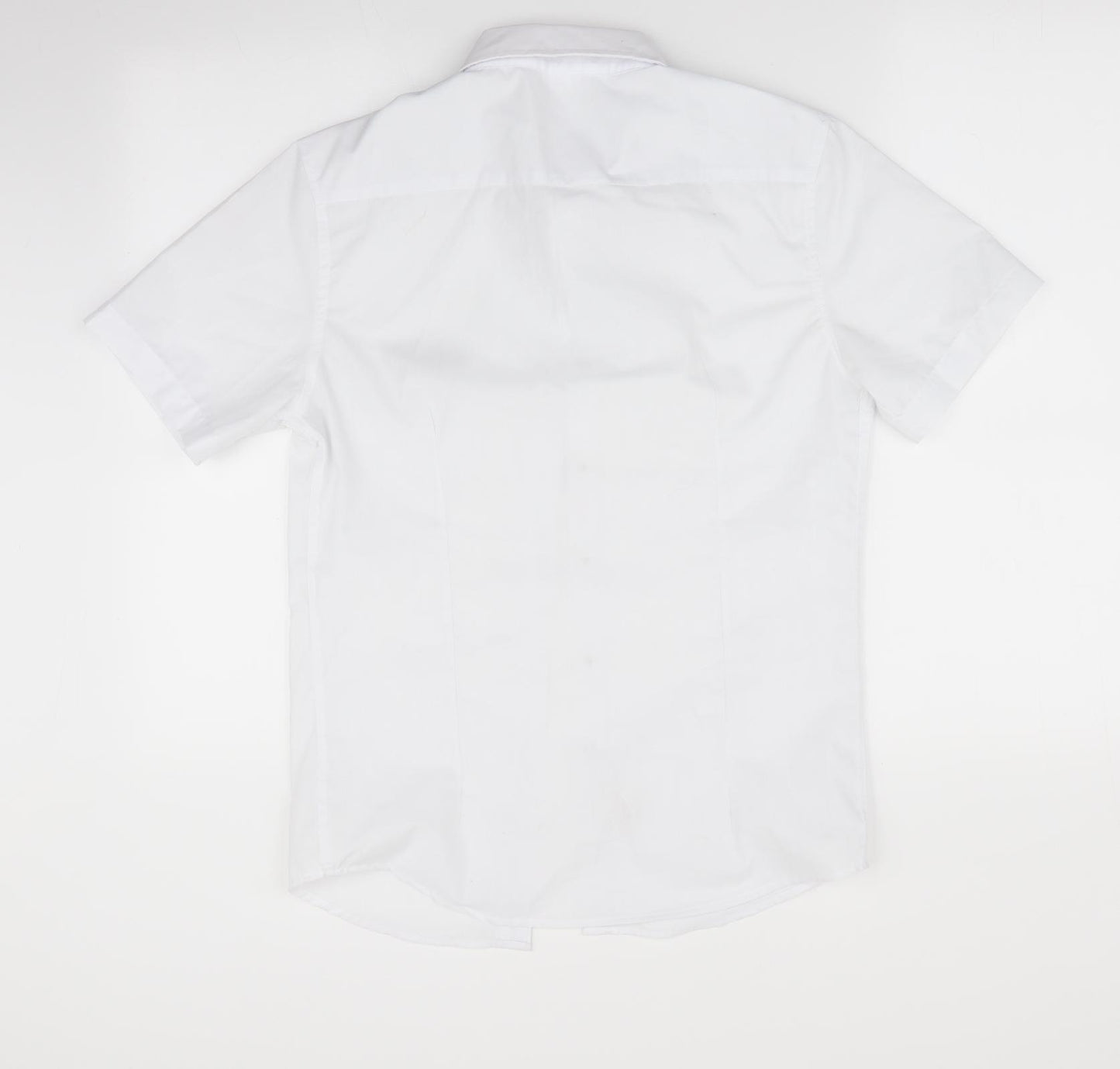 Qiangke Mens White    Button-Up Size L