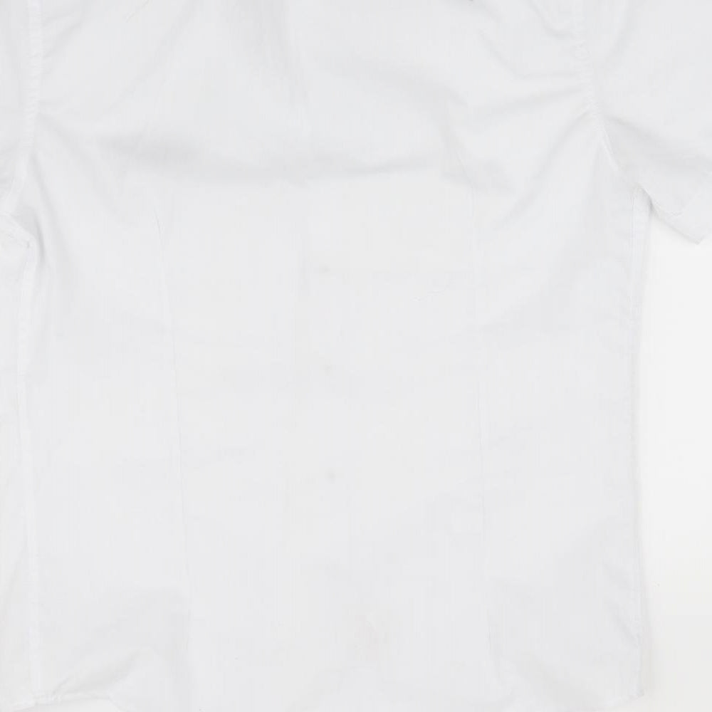 Qiangke Mens White    Button-Up Size L