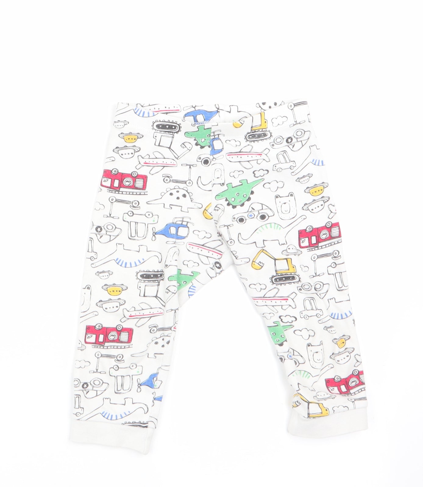 Florence and Fred Boys White Animal Print  Jogger Leggings Size 18-24 Months  - Dinasour Print