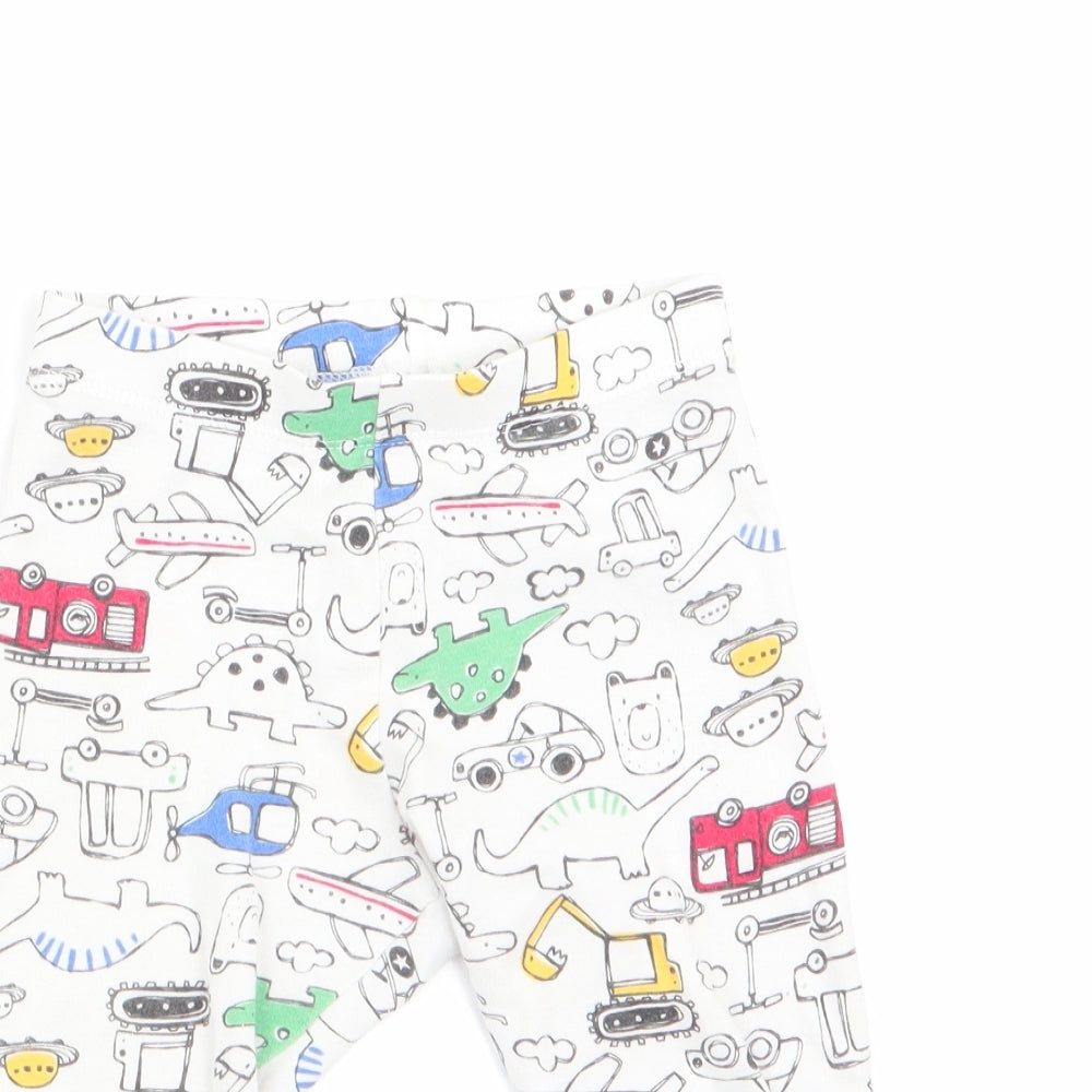 Florence and Fred Boys White Animal Print  Jogger Leggings Size 18-24 Months  - Dinasour Print