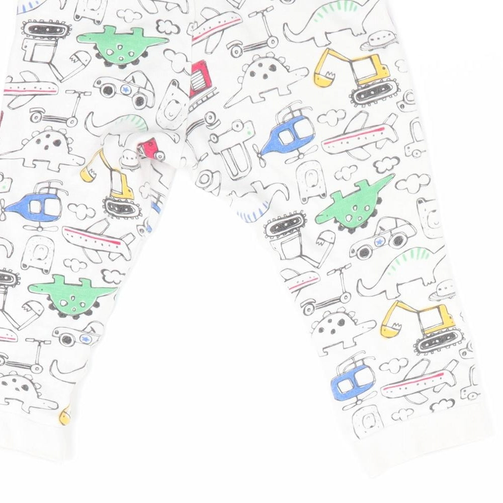Florence and Fred Boys White Animal Print  Jogger Leggings Size 18-24 Months  - Dinasour Print