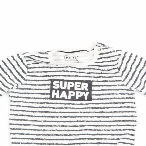 My K Boys Black Striped  Romper One-Piece Size 9-12 Months  - Super Happy