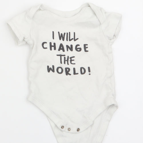 Matalan Boys White   Romper One-Piece Size 6-9 Months  - I will change the world