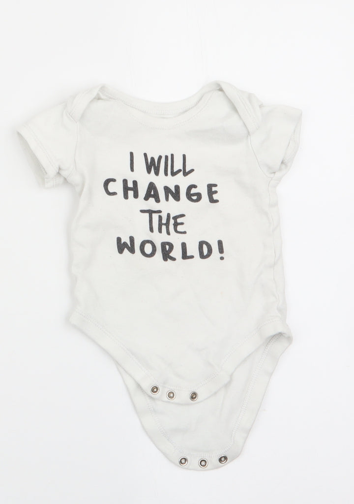 Matalan Boys White Romper One-Piece Size 6-9 Months - I will change the world