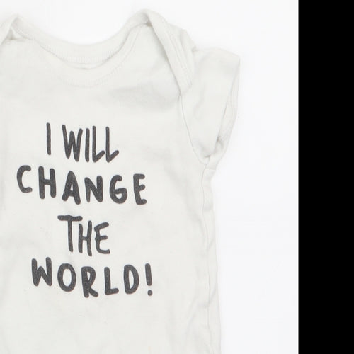 Matalan Boys White   Romper One-Piece Size 6-9 Months  - I will change the world
