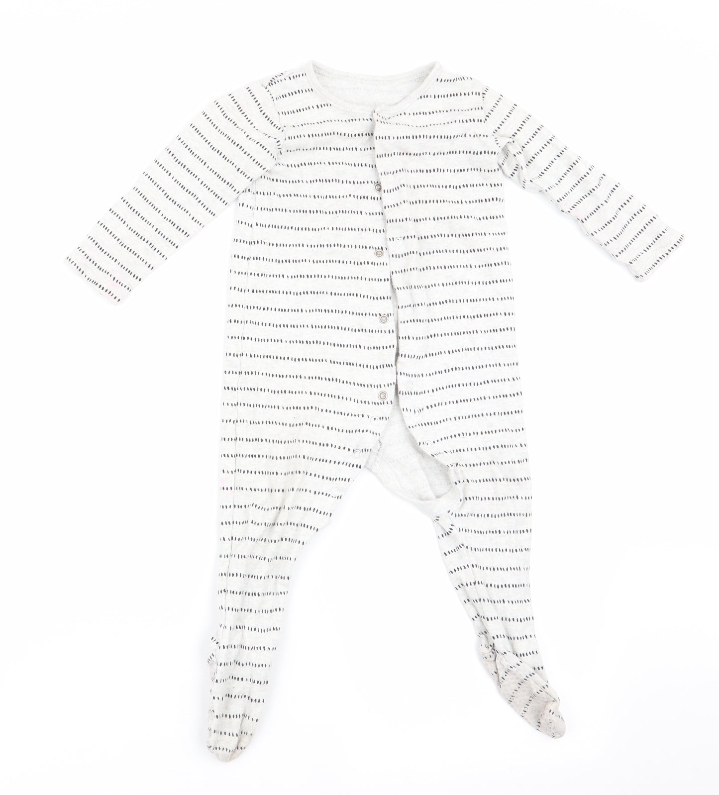 George Boys Grey Striped  Babygrow One-Piece Size 12-18 Months