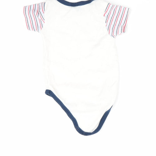 Just Too Cute Boys White   Romper One-Piece Size 3-6 Months  - Striped arms sailing boats