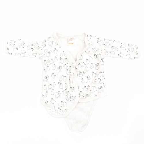 Pusblu Boys White Animal Print  Romper One-Piece Size 3-6 Months  - Penguin Print